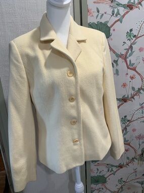 Talbots Cream Angora - Wool Blend Button Front Blazer/Jacket